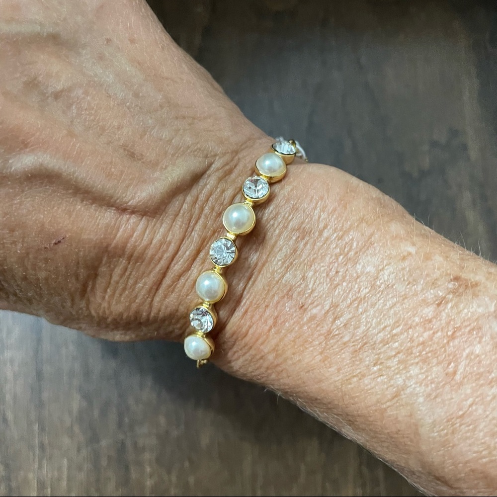 J Crew Pearl and Crystal Adjustable Bracelet